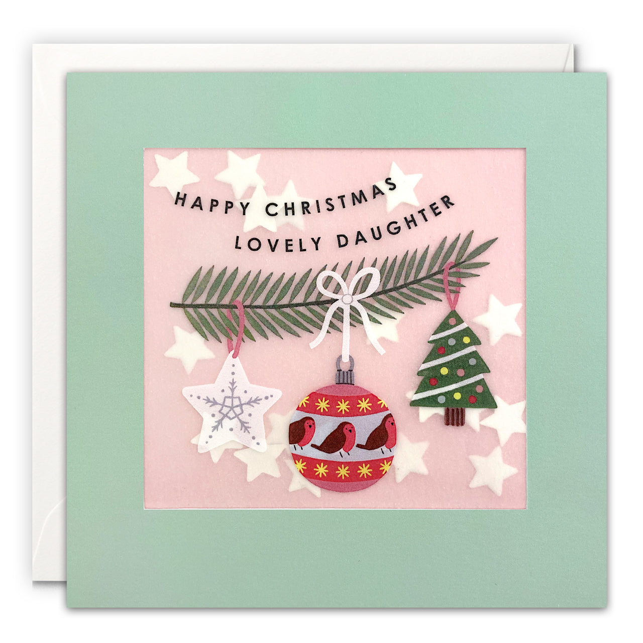 RPP3950 - Daughter Baubles Christmas Paper Shakies Card