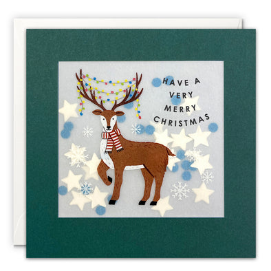 RPP3978 - Reindeer with Lights Christmas Paper Shakies Card